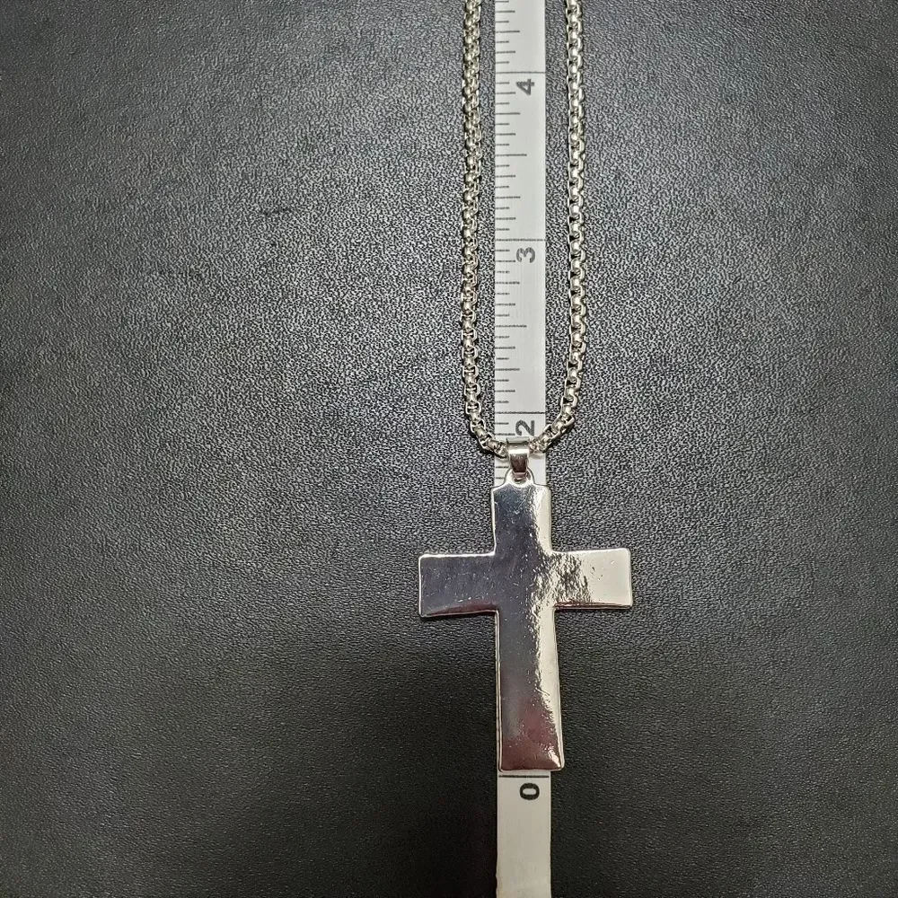 Silver tone flag cross pendant necklace 23